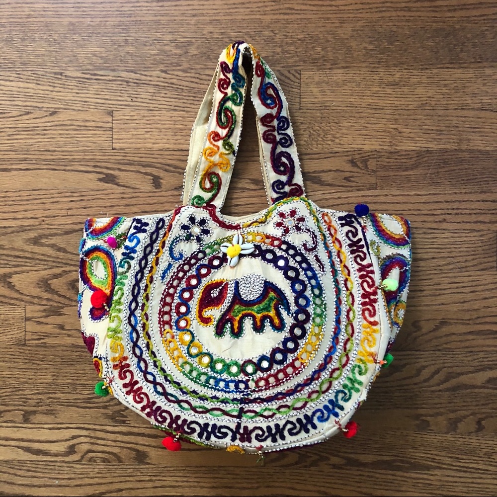 NWOT: Hand Crafted Embroidered Bag: Made in India